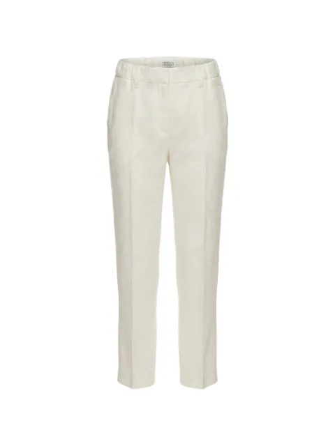 Brunello Cucinelli elasticated-waistband linen trousers White MH527P9198C600