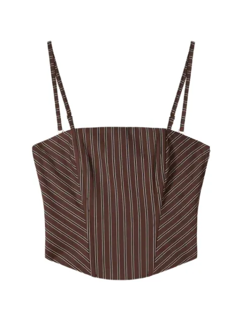 Patrizia Pepe striped corset-style cotton top Brown 2C1736A552