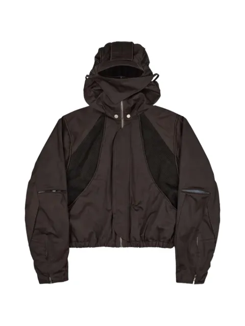 FFFPOSTALSERVICE Parachute mesh-panelled hooded jacket Brown FFFPSSS2606