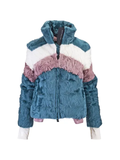 Moncler Grenoble colour-block faux-fur jacket Blue 45346155290R859