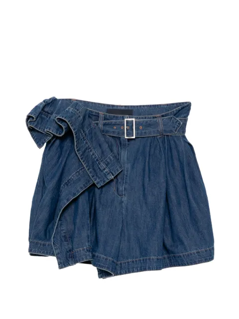Juun.J belted ruffled shorts Blue JW6425W51