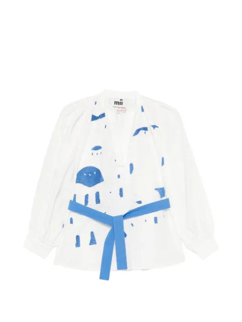 mii Claudie embroidered belted blouse White 06BLOUSECLAUDIELESCYCLADES
