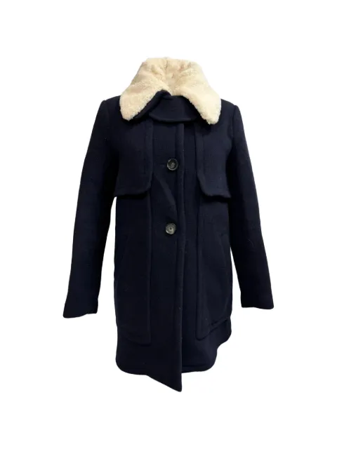Claudie Pierlot Sheared-collar round-neck coat Blue RFCPUGBCL687438W