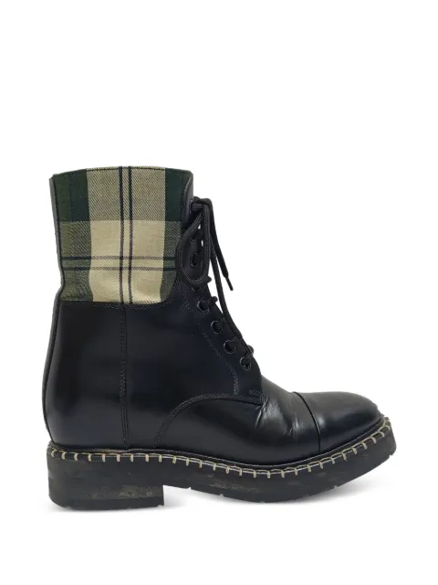 Chloé Vintage Barbour check-print combat boots Black TONPUGBSH650723W