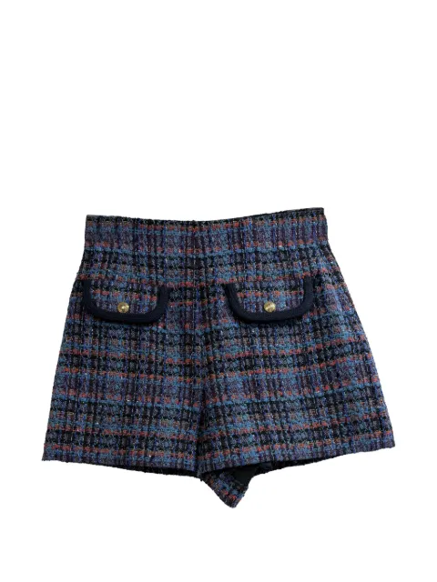 SANDRO Tweed high-waisted shorts Blue RFCPUGBCL726958W