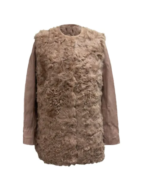 Maje textured shearling coat Neutrals RFCPUGBCL685620W