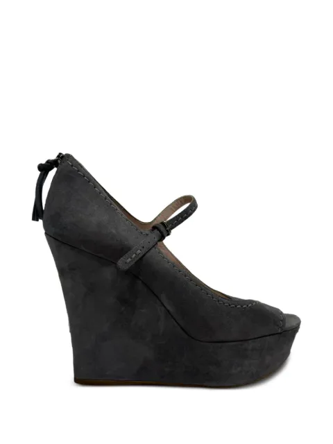 Miu Miu Pre-Owned Mary Jane peep-toe wedge pumps Grey RFCPUGBSH708679W