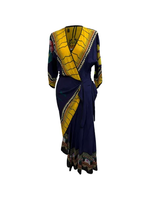 Etro Vintage wrap-detail printed dress Blue HNPUGBCL720769W