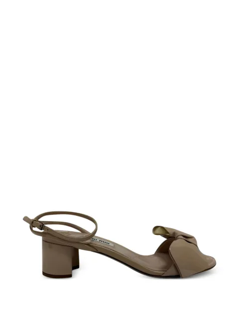 Miu Miu Pre-Owned Bow-embellished ankle strap sandals Neutrals RFCPUGBSH705864W