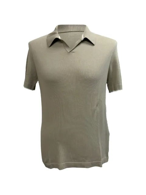 Jil Sander Pre-Owned Knitted short-sleeve polo shirt Neutrals RFCPUGBCL719417M