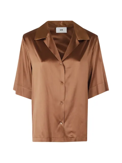 SOLOTRE satin-finish short-sleeved shirt Brown M1AB0093