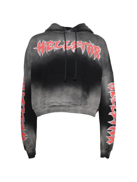 HELLSTAR Stars Shine graffiti-print cropped hoodie Black HSSS26HO7