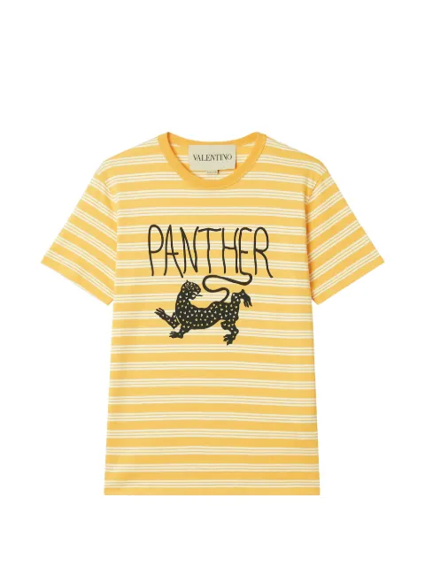 Valentino Garavani Panther striped T-shirt Yellow 8V3MG17EBC4