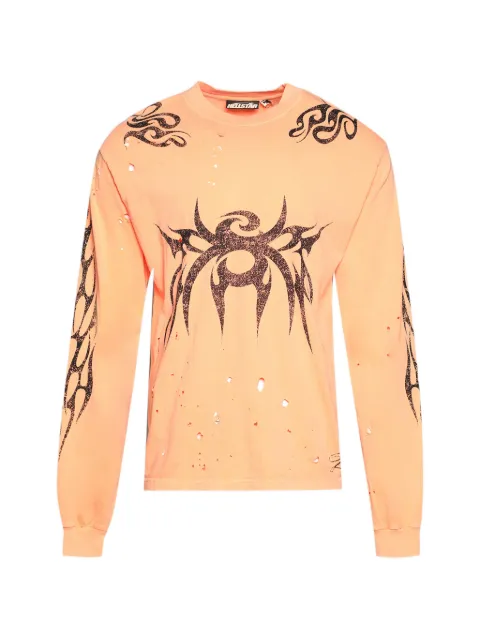 HELLSTAR distressed graphic-print T-shirt Orange HSSS26LS1ORG