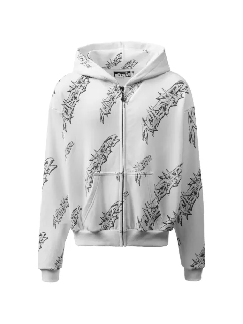 HELLSTAR graffiti-print zip-up hoodie White HSSS26ZP2