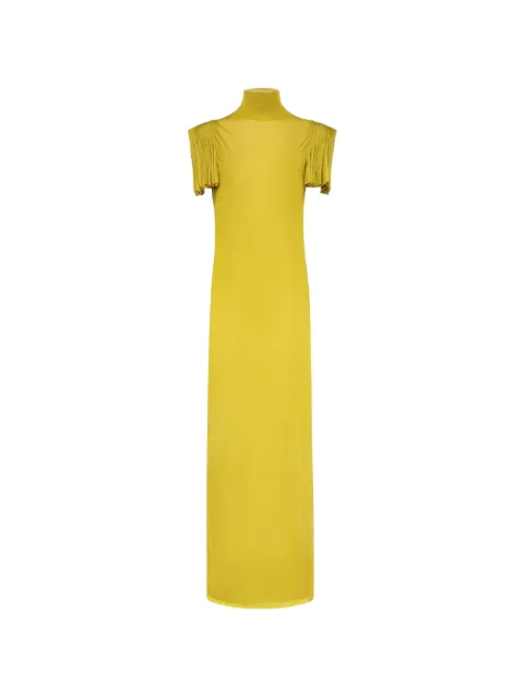 Alaïa pleated-sleeve high-neck maxi dress Yellow AA9R3014K178C