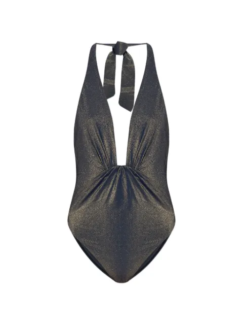 ZIMMERMANN metallic-effect halterneck swimsuit Blue 7368WSS261
