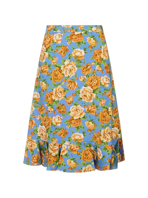 Rabanne floral-print ruffled skirt Blue 26EJJU180VI0621