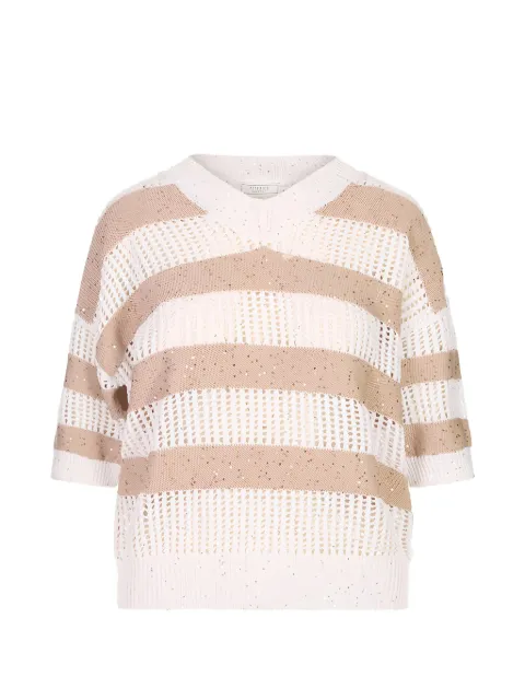Peserico sequin-embellished short-sleeve sweater White S99148F059110
