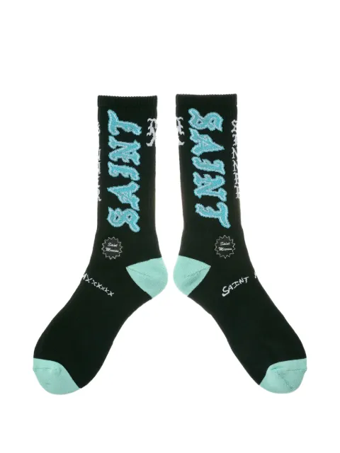 SAINT MXXXXXX logo-intarsia ribbed socks Black SMMK80000111