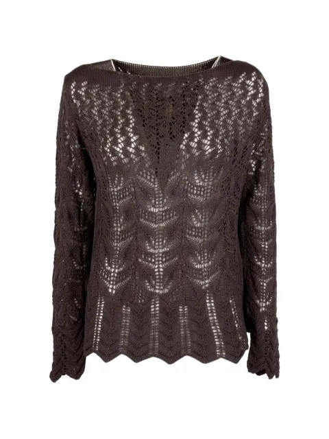 cinque Mia open-knit scalloped-hem sweater Brown MIA301BW