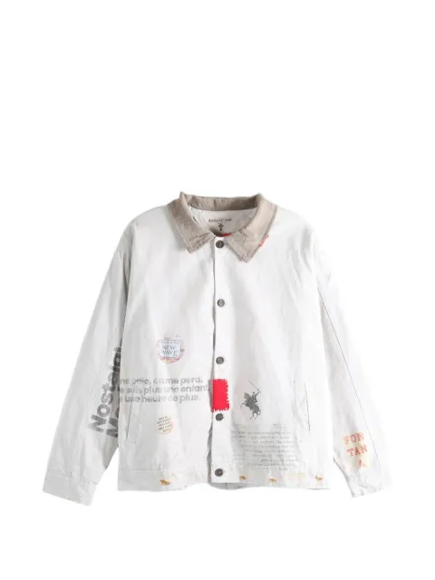 SAITOS graphic-print patch-detail cotton jacket Grey SASJKPATCH2