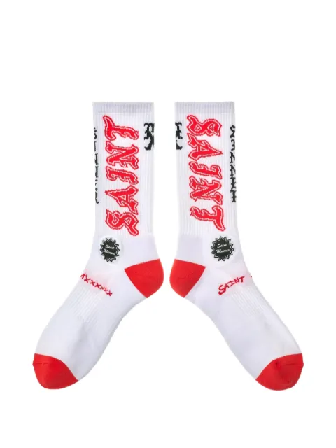SAINT MXXXXXX logo-print ribbed socks White SMMK80000106