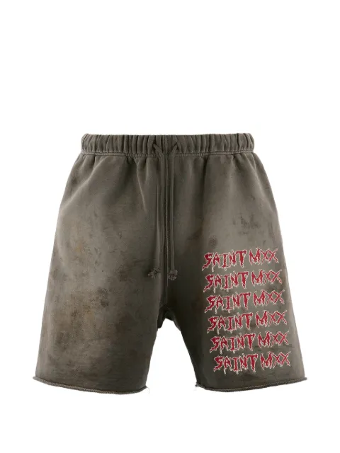 SAINT MXXXXXX logo-print track shorts Grey SMMK80000068