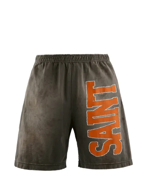 SAINT MXXXXXX logo-print track shorts Grey SMMK80000070
