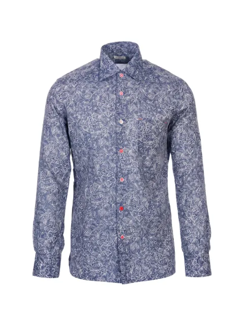 Kiton floral-print long-sleeve shirt Blue UMCNERPH09708