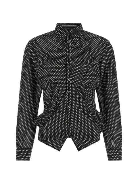 Junya Watanabe polka-dot asymmetric-hem shirt Black JQB001