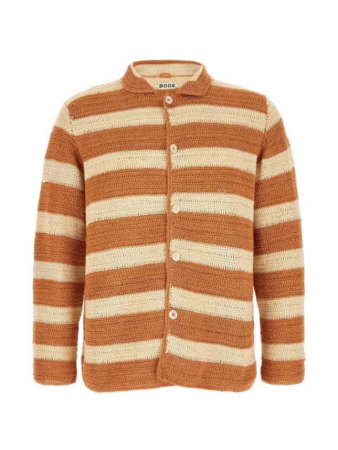 BODE Sherbet crochet-knit striped shirt Orange MRS26KT009CREAMORANGE