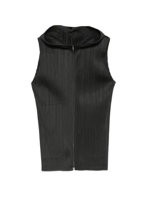 Pleats Please Issey Miyake Monthly Colors: April zip-up hoodie Black PP66JE143