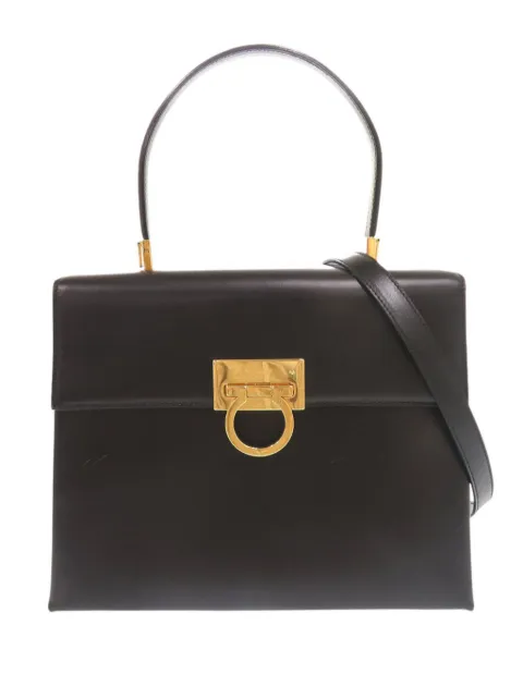 Ferragamo Pre-Owned 2000-2026 Leather Gancini Top Handle Bag satchel Black YT7LM5WIQJKTB9X6