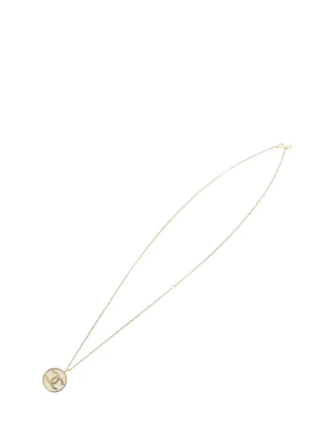 CHANEL Pre-Owned 2017 Gold Plated CC Mesh Round Pendant Necklace costume necklace Gold GFDMR5SGH3FHP5KU