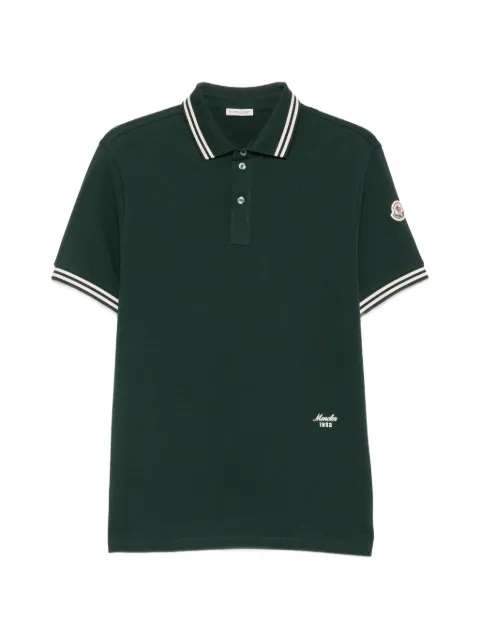 Moncler logo-embroidered striped-trim polo shirt Green L20918A0000389A16