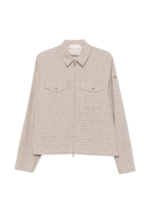 Moncler check-pattern zip-up shirt Neutrals L20912F00037599RJ