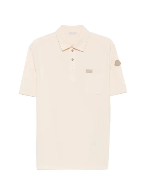 Moncler logo-patch chest-pocket polo shirt Neutrals L20918A0000789BHD