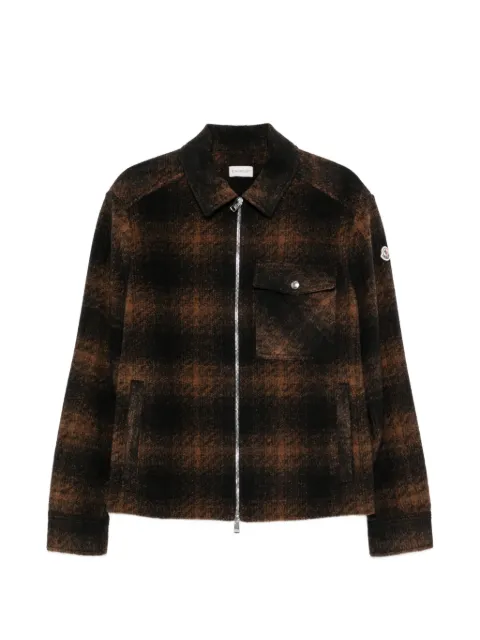 Moncler check-pattern zip-up overshirt Brown L20912F0003589BKB