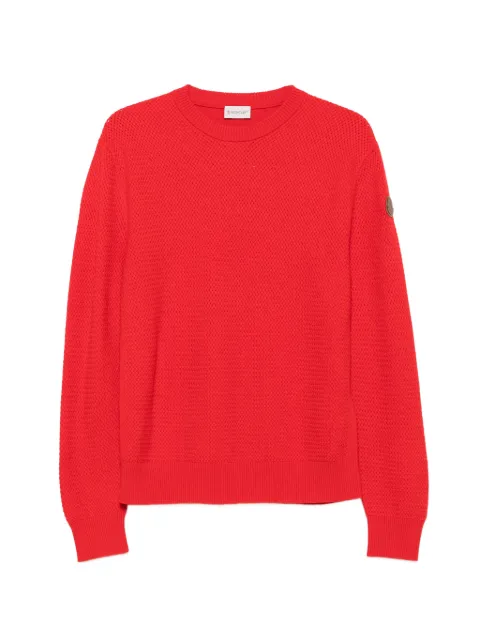 Moncler waffle-knit logo-patch sweater Red L20919C00007M4281
