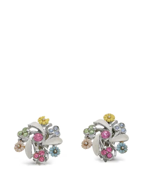 Vintage floral-motif clip-on earrings Silver W1342618