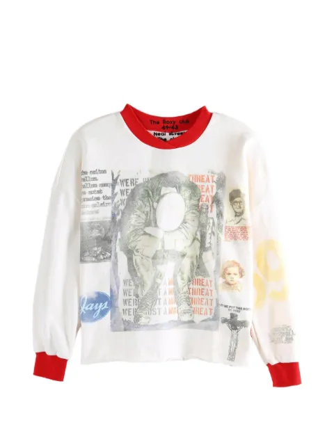 SAITOS graphic-print raw-cut sweatshirt White SASLS4G1