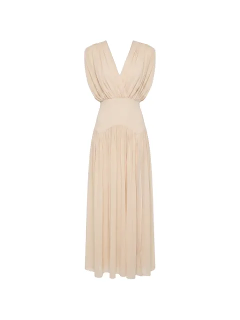 Nicholas Giana plunging-neck pleated maxi dress Neutrals S26D2903S