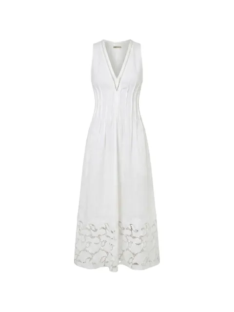 Nicholas Stina broderie-trim sleeveless midi dress White S26D2893LB
