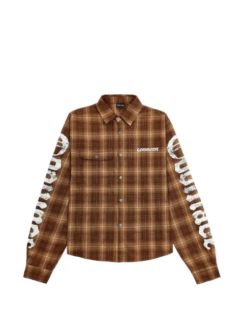 GODMADE Broken Script check shirt Brown GMFL013156