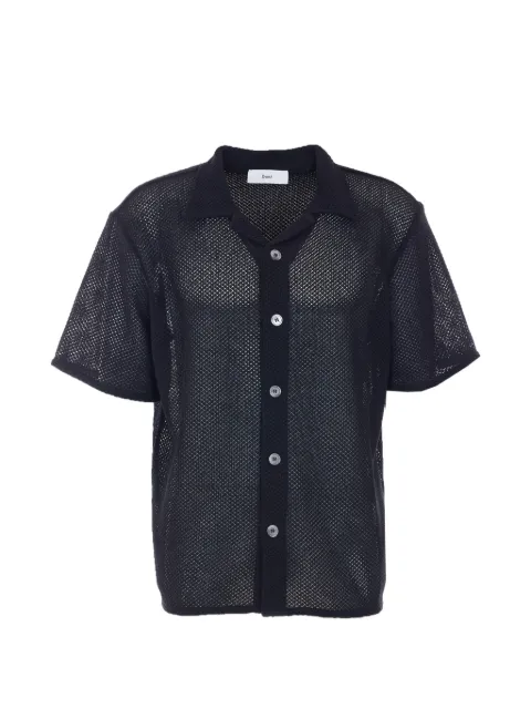 DUNST crochet-knit open-collar shirt Black UDSH6B323BK