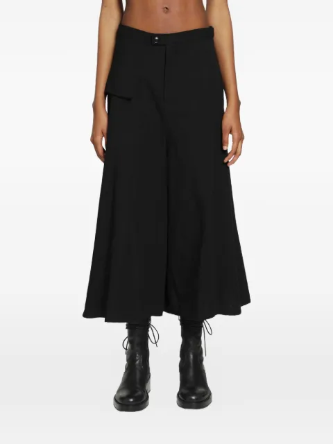 Yohji Yamamoto flap-detail flared trousers Black FKP81006