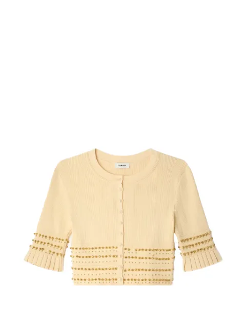 SANDRO cropped cardigan with tassels Yellow SFPCA01458