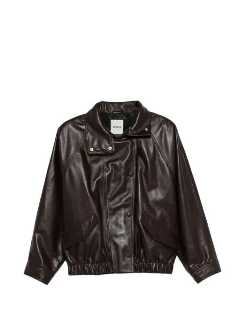 SANDRO oversized leather jacket Brown SFPBL01386