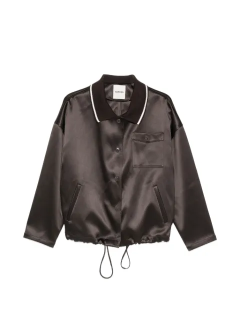 SANDRO satin-finish contrast-trim jacket Brown SFPBL01390